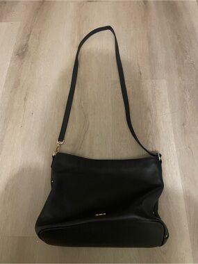 Agnes B. Black Shoulder Bag with Gold Hardware